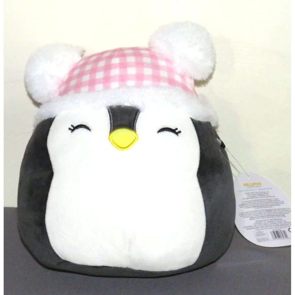 NEW!‎ Squishmallow LUNA Penguin Pink Check Hat 8